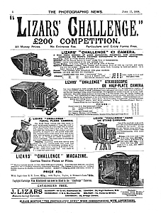 Lizars Camera Advert (1898)