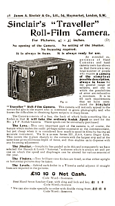 Advert fo Sinclair Traveller Rollfilm Camera