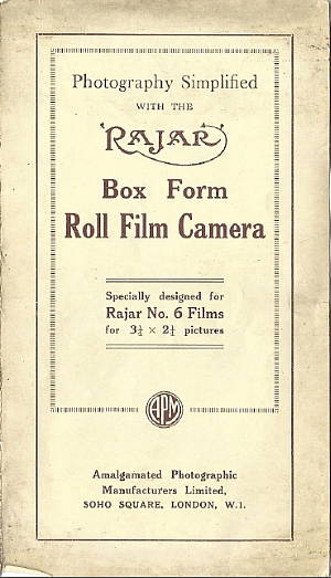 Image of Rajar No 6 Box Camera Instructions