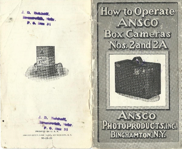 Image of instructions for Ansco No 2 and 2A box cameras