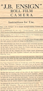 Image of Instruction sheet for J-B Ensign Box Camera