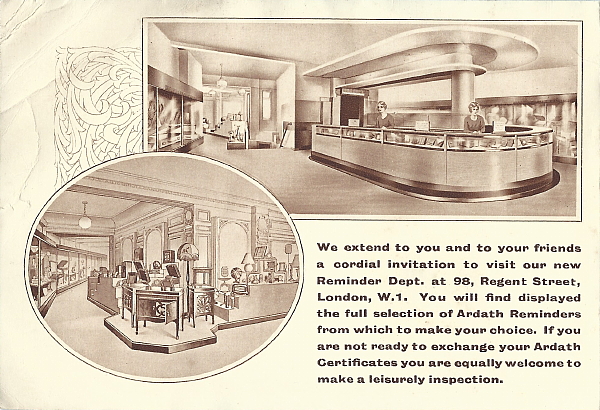 Image of Ardath Reminder Catalog 429 showing Regent Street showroom