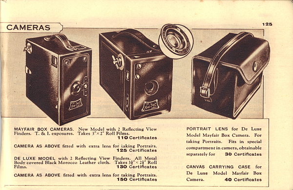 Image of Ardath Reminder Catalog 947 showing May Fair box cameras