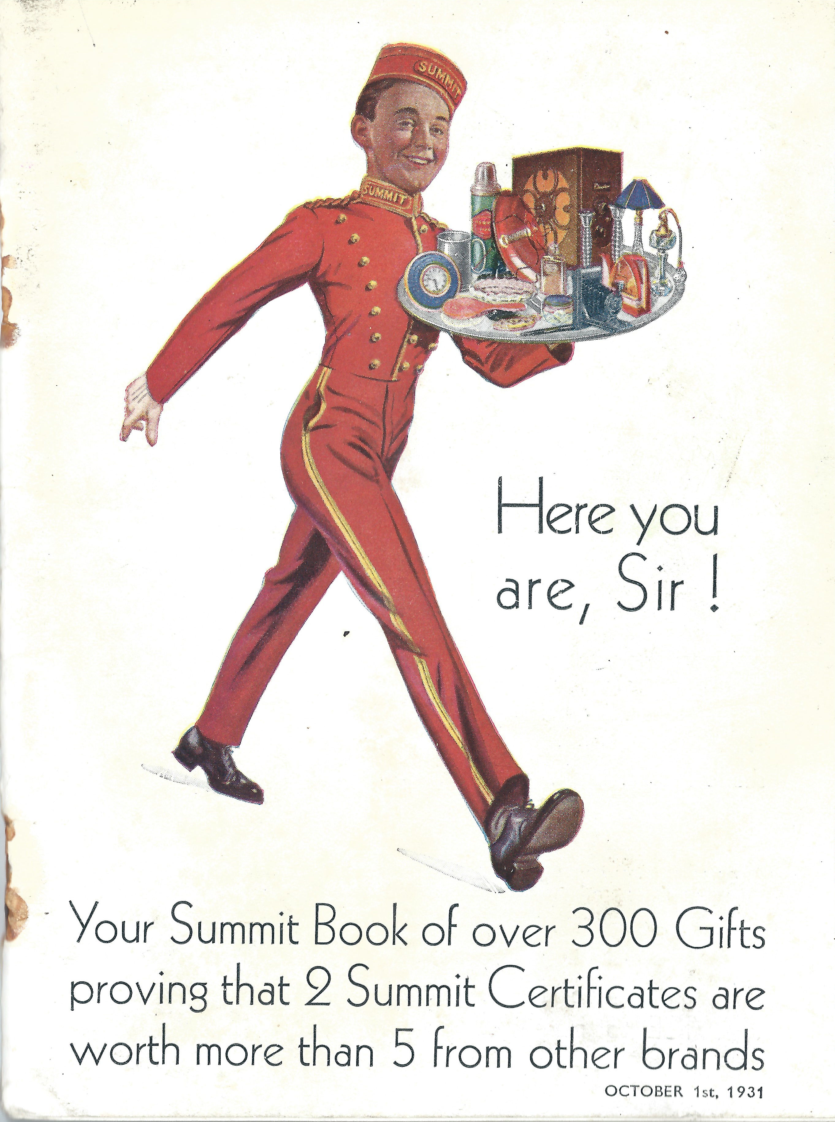 Image showing the front cover of the 1931 Summit gift catalogue