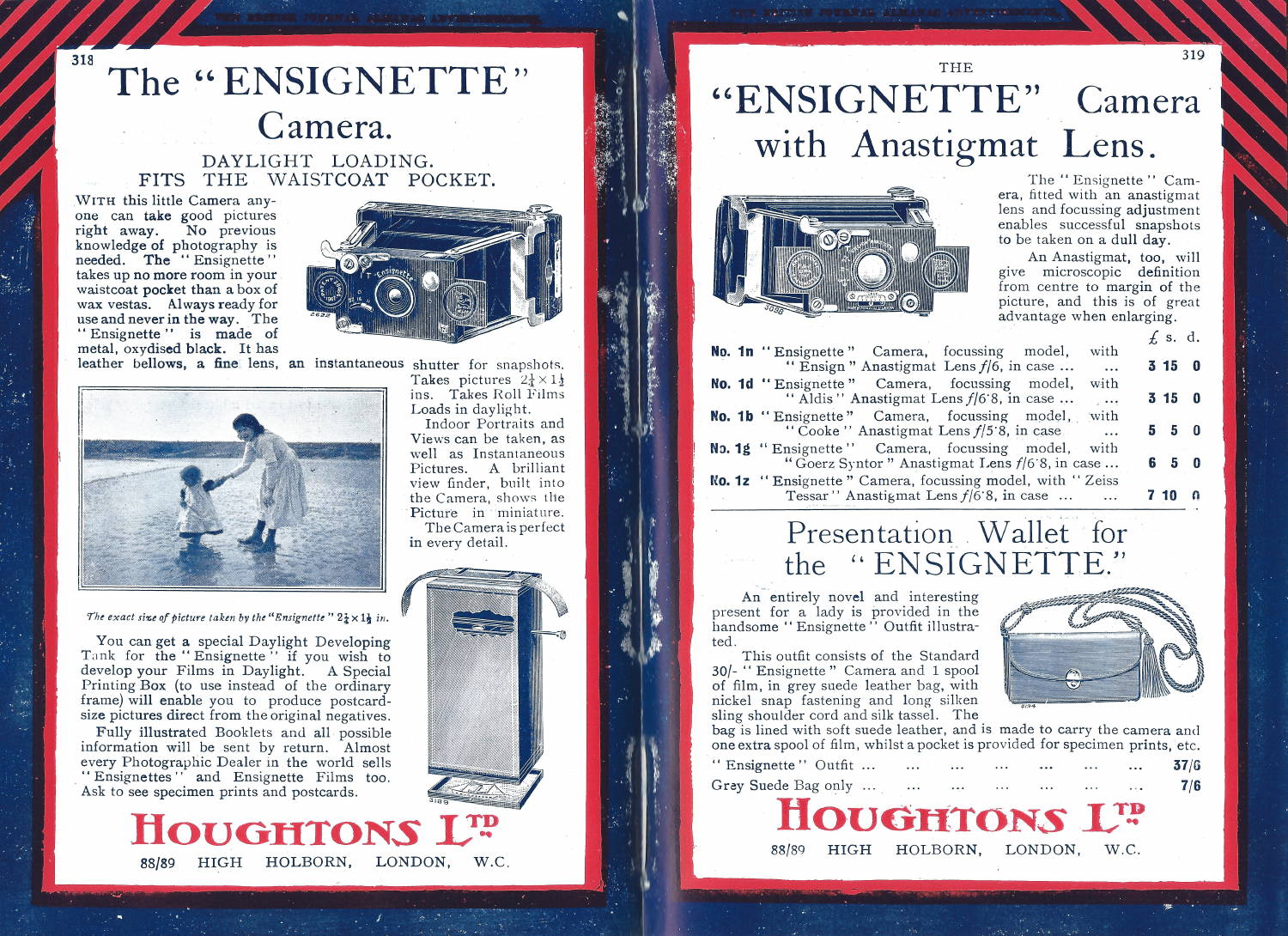 Anastigmat Ensignette advert in 1912 BJPA