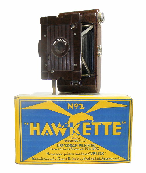 Image of No 2 Hawkette camera with packaging
