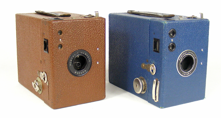 Image of Portrait Hawkeye Star (brown) and A-Star-A box (blue) cameras